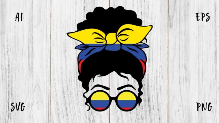 Colombian Girl Messy Hair Patriotic Colombia Pride Women